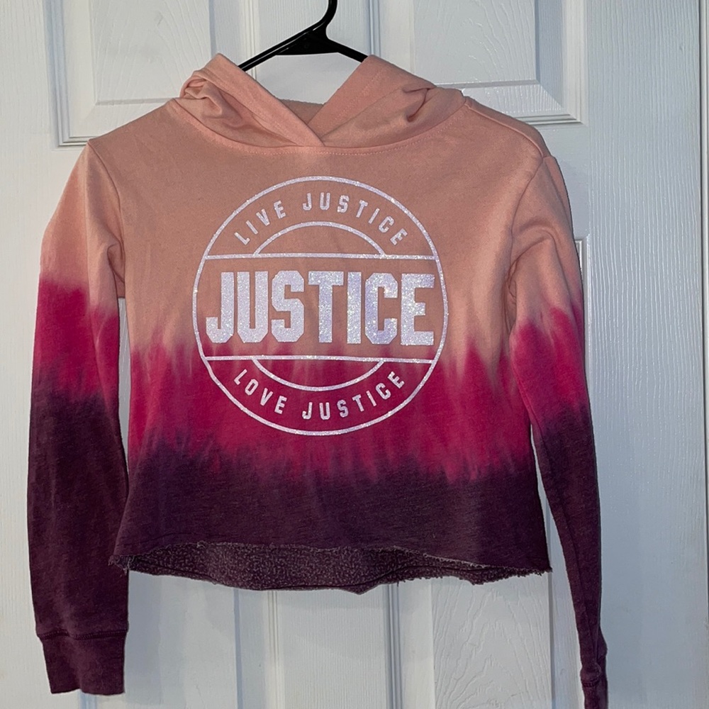 Cute Justice glittery cropped ombré hoodie